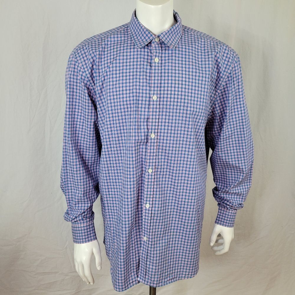 Jeremy Argyle NYC Blue and Pink Plaid Button‎ Down Long Sleeve Shirt Size XXL